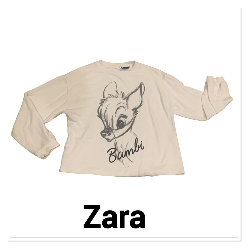 ZARA x DISNEY Bambi White Long Sleeve T shirt size 10